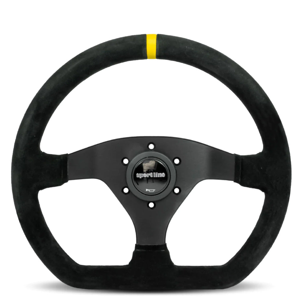 Sport Line Racing Sportivo 32P Steering Wheel - Black Suede Black Spokes 320mm