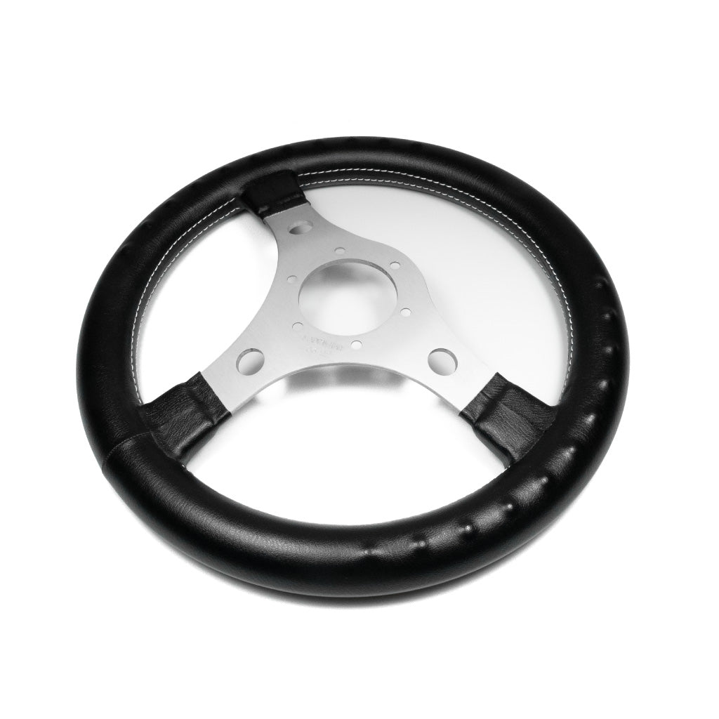 Sport Line Racing Steering Wheel - Black Vinyl Silver Spokes 320mm