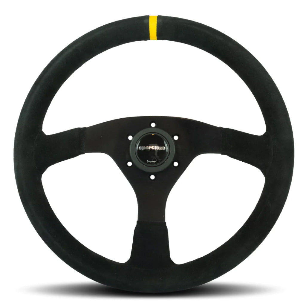 Sport Line Sprint Steering Wheel - Black Suede Black Spokes 350mm