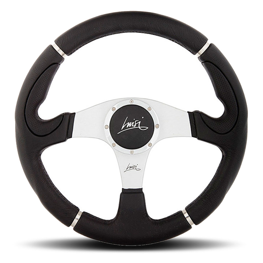 Luisi Century 360 Steering Wheel - Black Polyurethane Silver Spoke And Chrome Finish 360mm