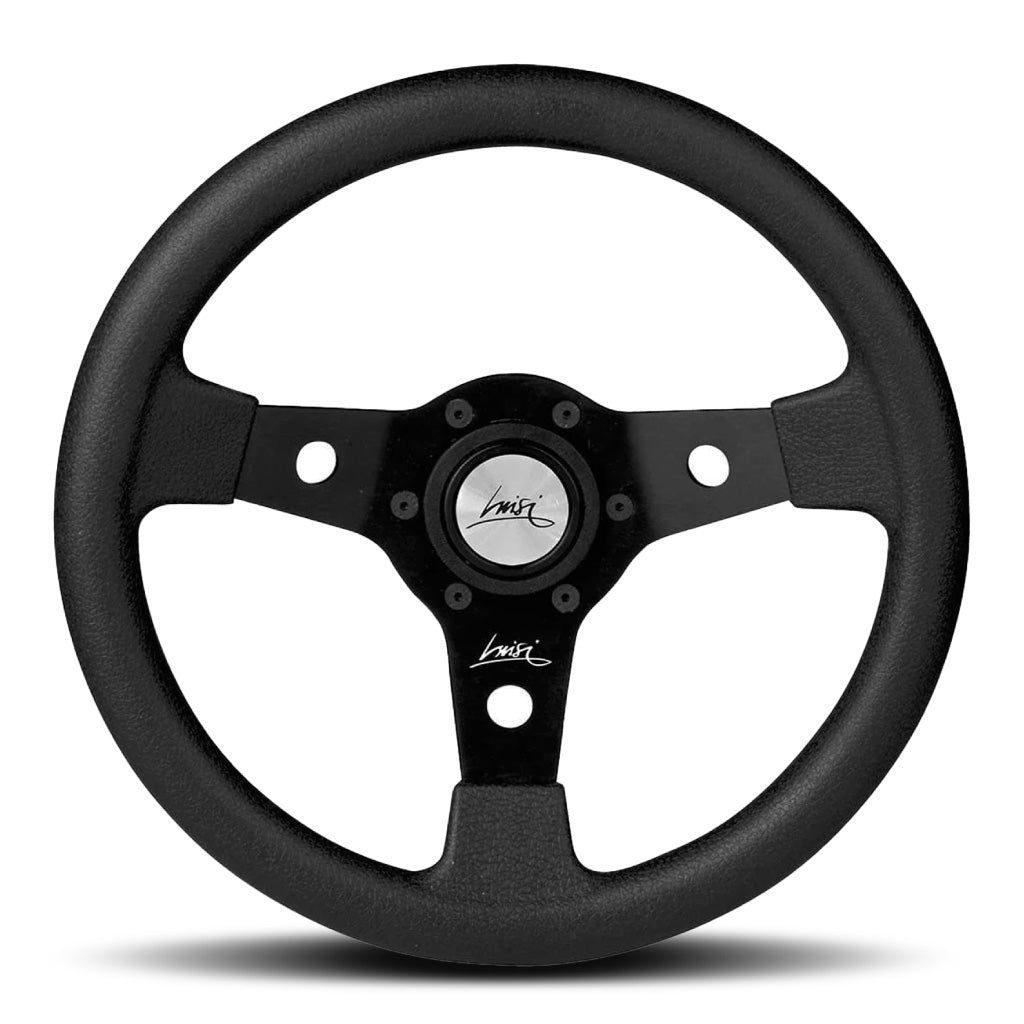 Luisi Falcon 310 Steering Wheel - Black Polyurethane Black Spokes 310mm