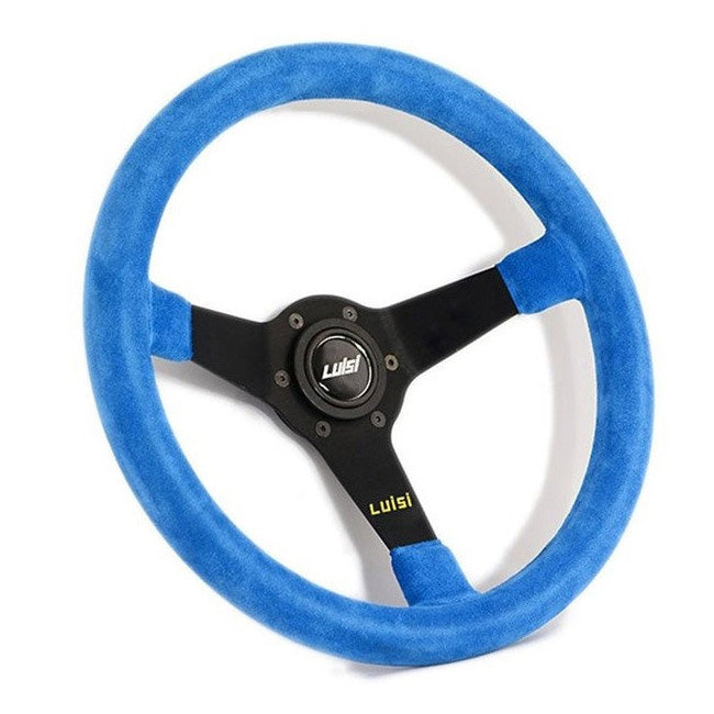 Luisi Mirage Steering Wheel Blue Shammy Leather Black Spokes 350mm