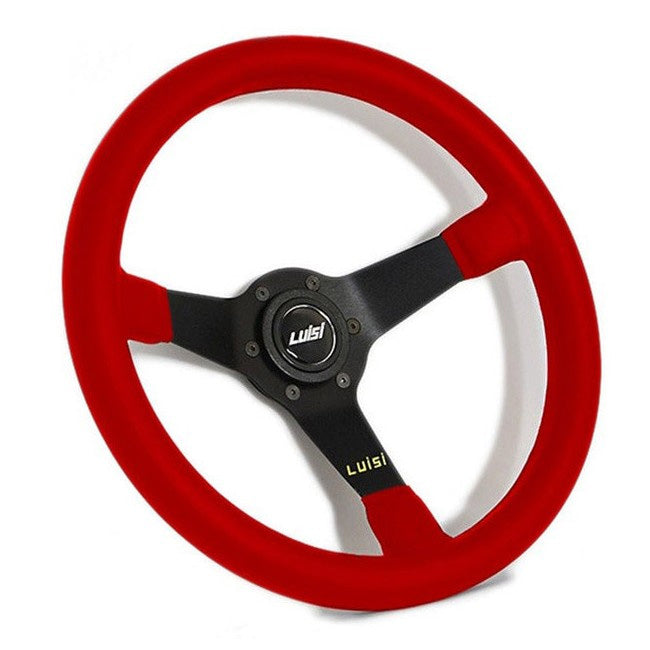 Luisi Mirage Steering Wheel - Red Leather Black Spokes 350mm