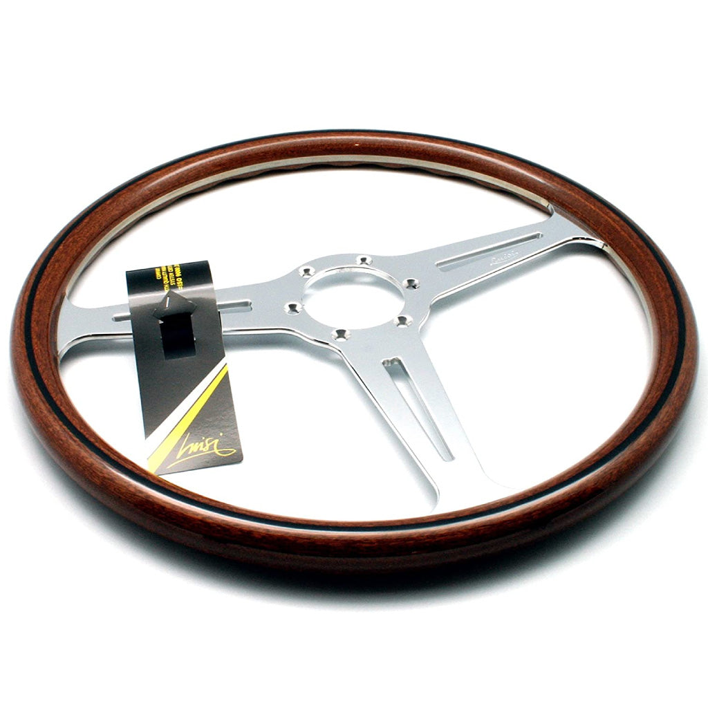 Luisi Montecarlo 390 Steering Wheel Mahogany Wood Polished Spokes 390mm