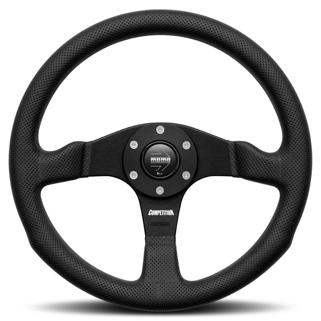 MOMO Competition Steering Wheel Black Leather Black Spokes 350mm
