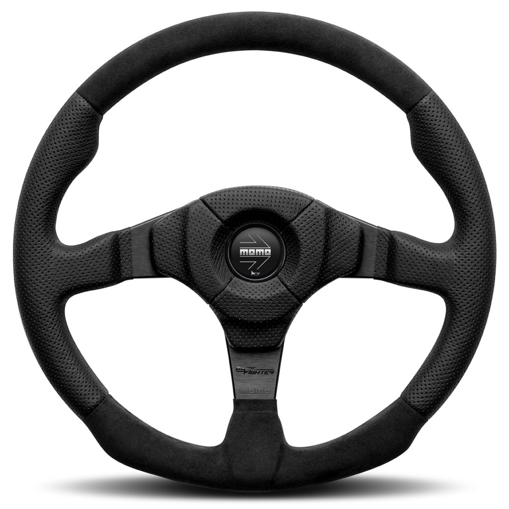 MOMO Dark Fighter Steering Wheel Black Leather Black Spokes 350mm