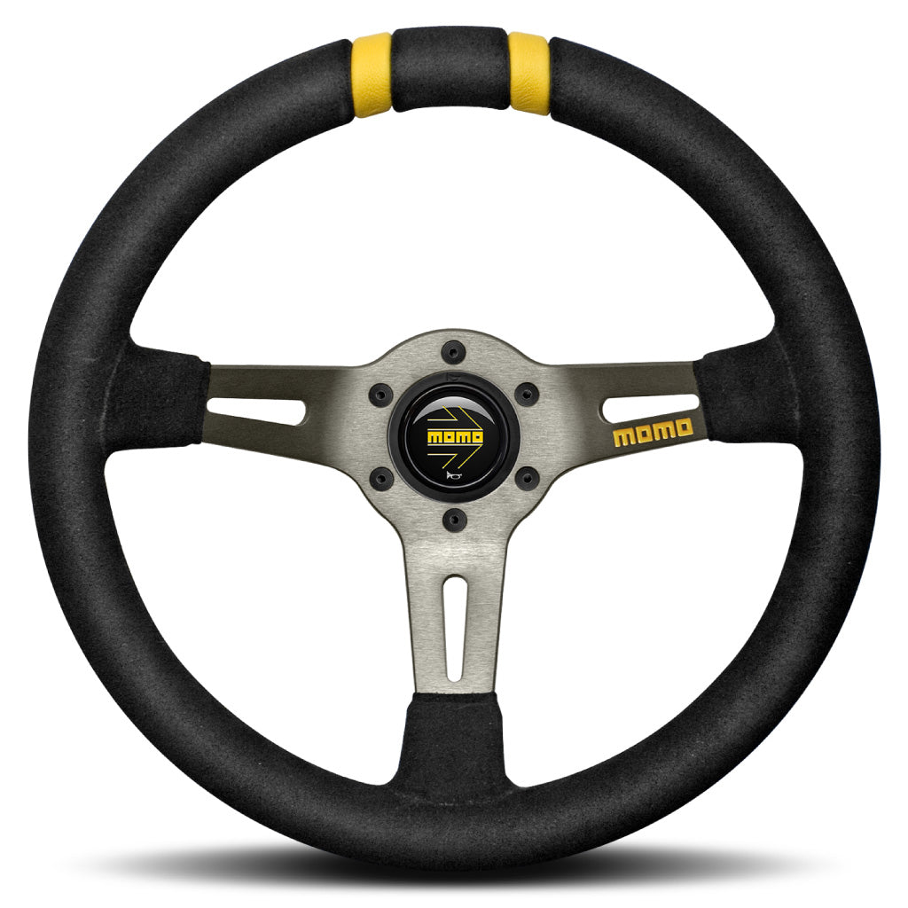 MOMO Drifting Steering Wheel Black Suede Anthracite Spokes 330mm