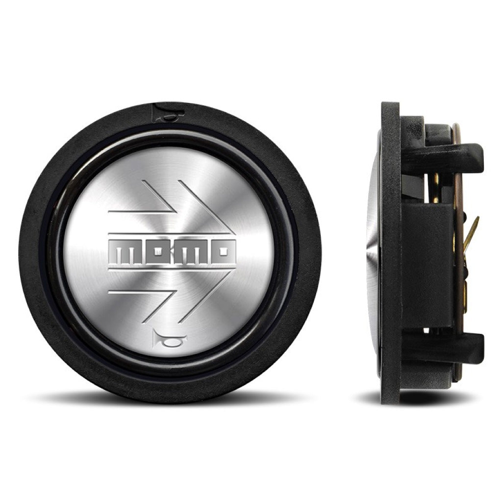 MOMO Horn Button - Shiny Silver Chromed Logo - Flat Lip