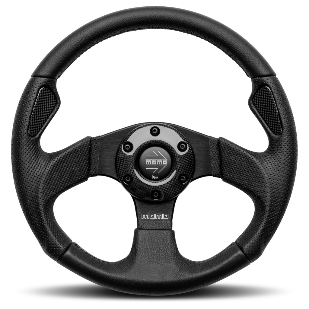 MOMO Jet Steering Wheel - Black Leather Black Spokes 320mm