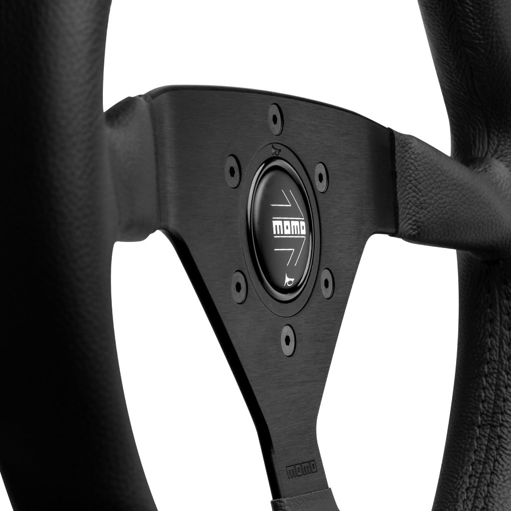 MOMO Montecarlo Steering Wheel Black Leather Black Spokes 350mm