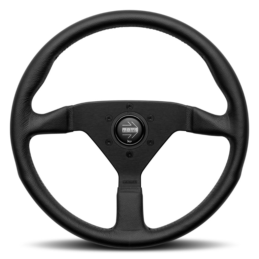 MOMO Montecarlo Steering Wheel Black Leather Black Spokes 350mm