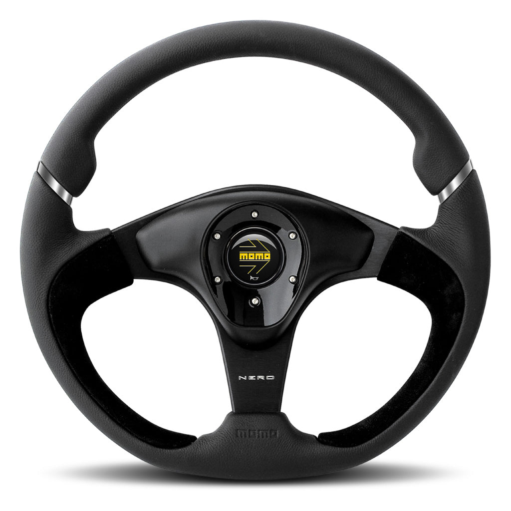 MOMO Nero Steering Wheel Black Leather Black Spokes 350mm