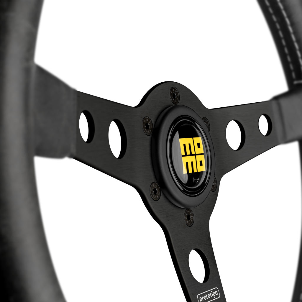 MOMO Prototipo Heritage Steering Wheel Black Leather Black Spokes 350mm - evilspeed.eu