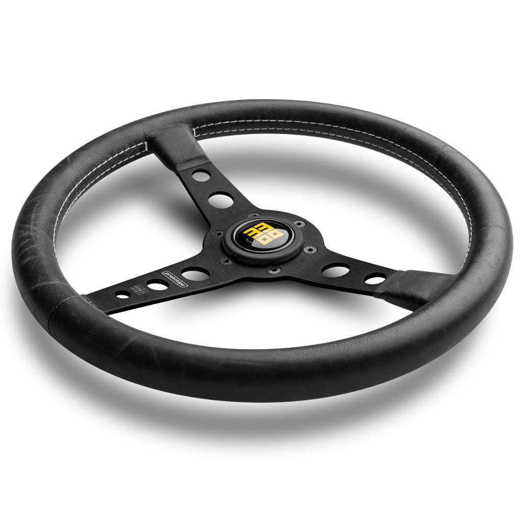 MOMO Prototipo Heritage Steering Wheel Black Leather Black Spokes 350mm