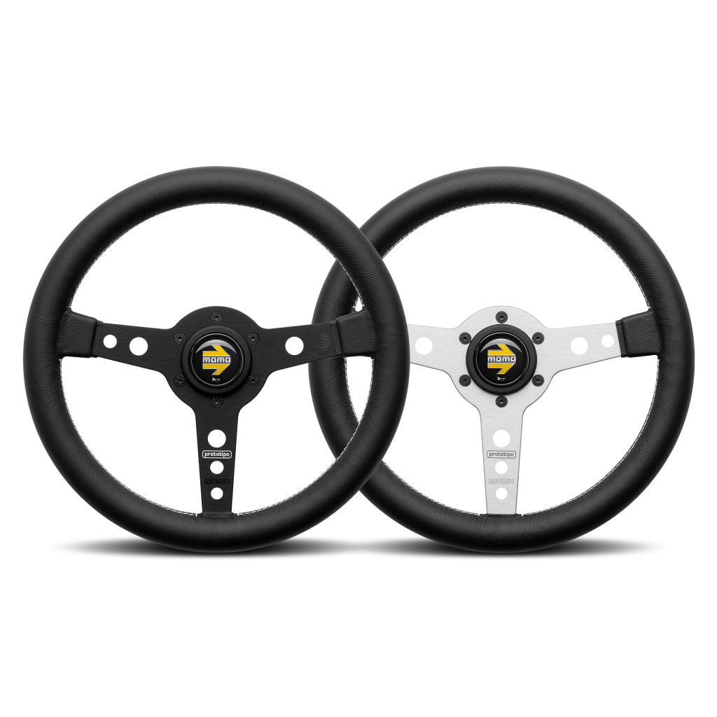 MOMO Prototipo Steering Wheel - Black Leather Black Spokes 320mm