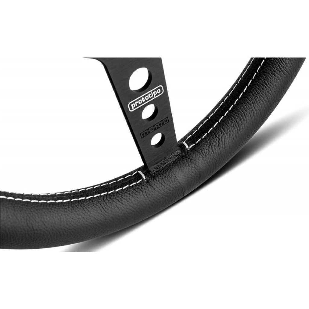 MOMO Prototipo Steering Wheel - Black Leather Black Spokes 320mm