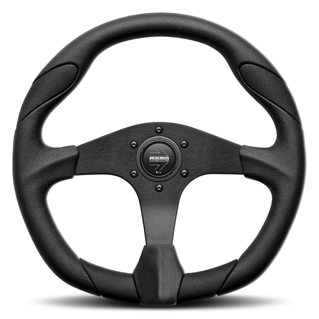 MOMO Quark Steering Wheel Black Leather Black Spokes 350mm