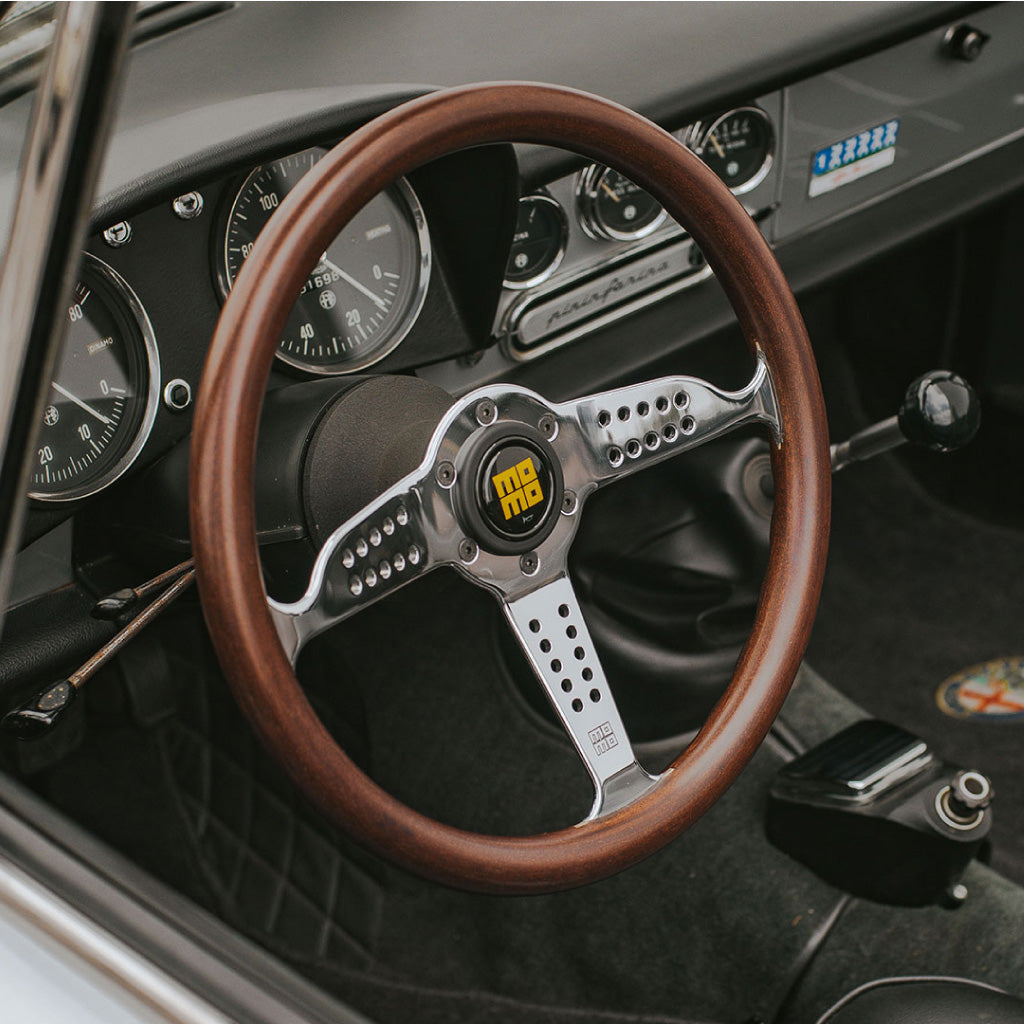MOMO Super Grand Prix Steering Wheel - Mahogany Wood Polished Spokes 3