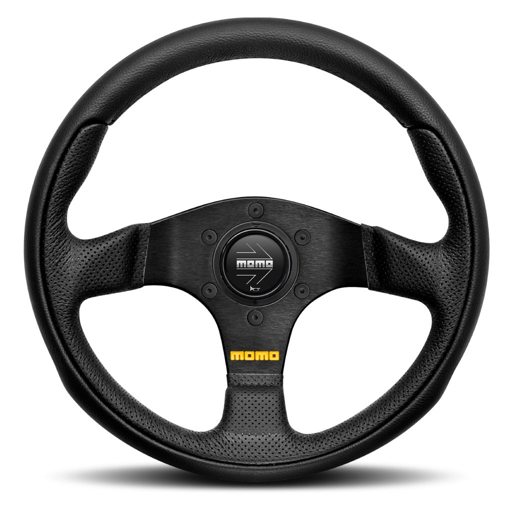 MOMO Team Steering Wheel Black Leather Black Spokes 300mm
