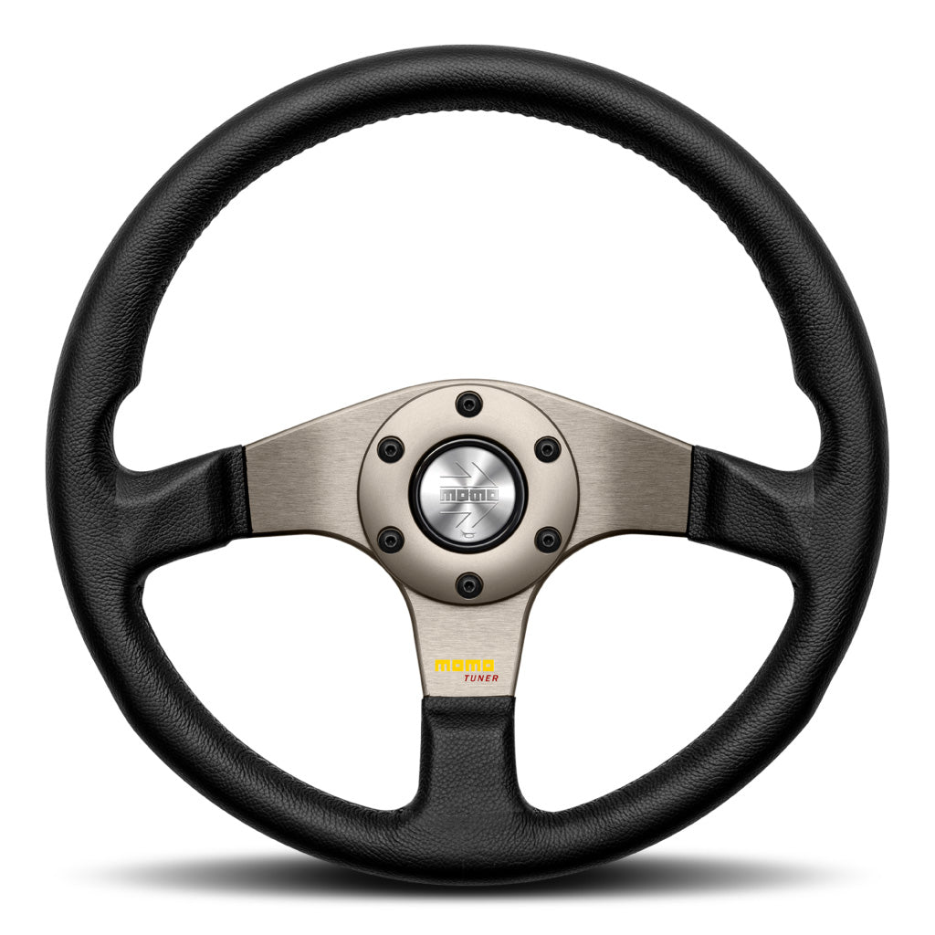 MOMO Tuner Steering Wheel Black Leather Anthracite Spokes 320mm
