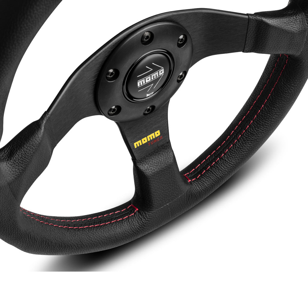 MOMO Tuner Steering Wheel Black Leather Black Spokes 320mm - evilspeed.eu