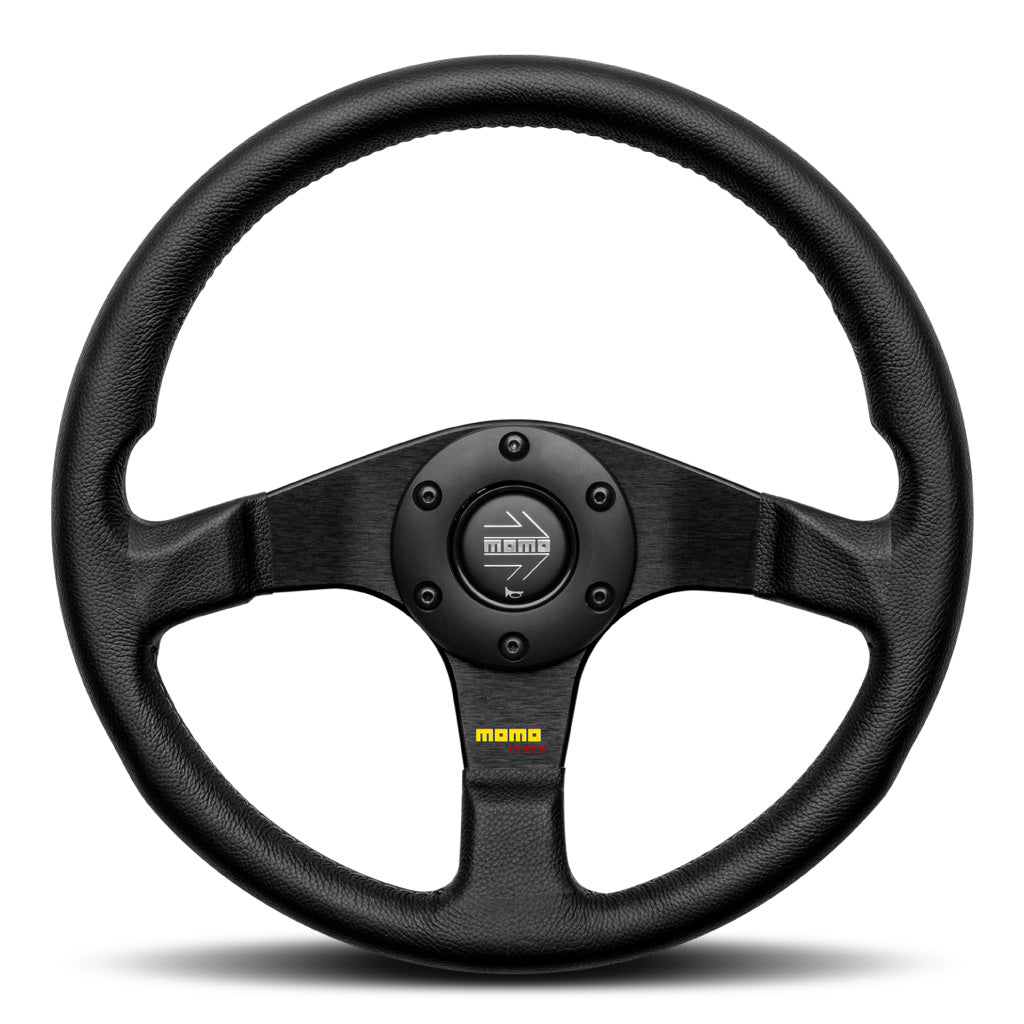 MOMO Tuner Steering Wheel Black Leather Black Spokes 320mm