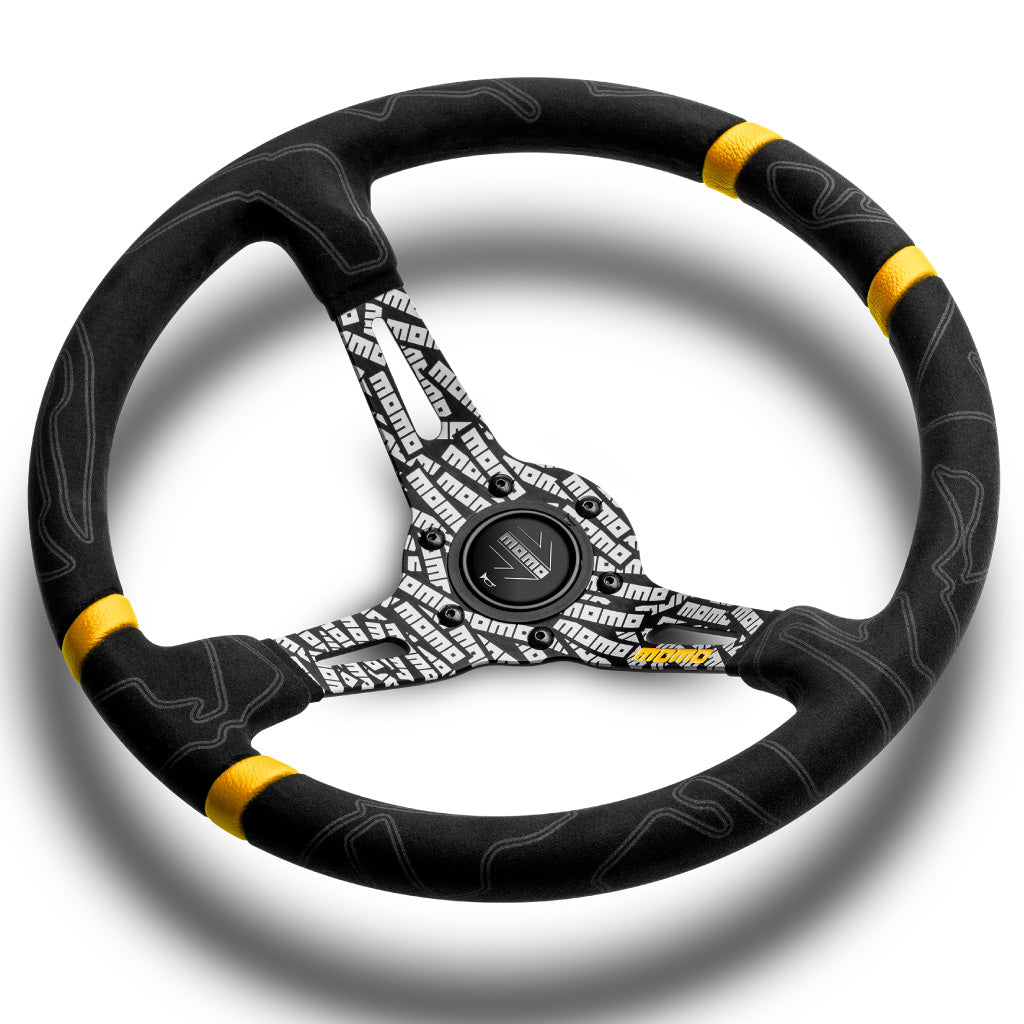 MOMO ULTRA Steering Wheel Black Alcantara Black Spokes 350mm