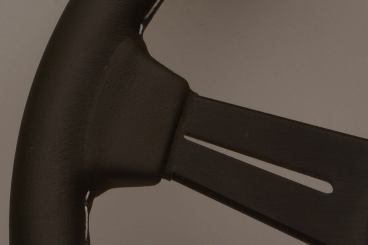 Nardi ND Classic Steering Wheel - Black Leather Black Spokes White Stitching 330