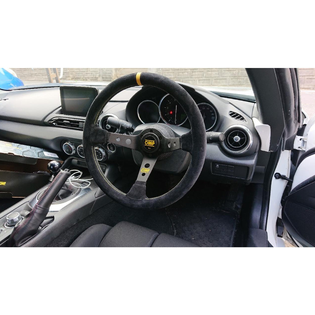 OMP Corsica Scamosciato Steering Wheel - Black Suede Black Spokes 350m