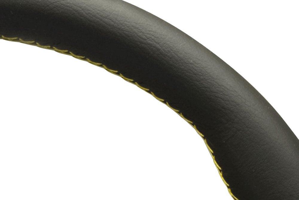 Personal Grinta Steering Wheel - Black Leather Black Spokes Yellow Stitching 350mm
