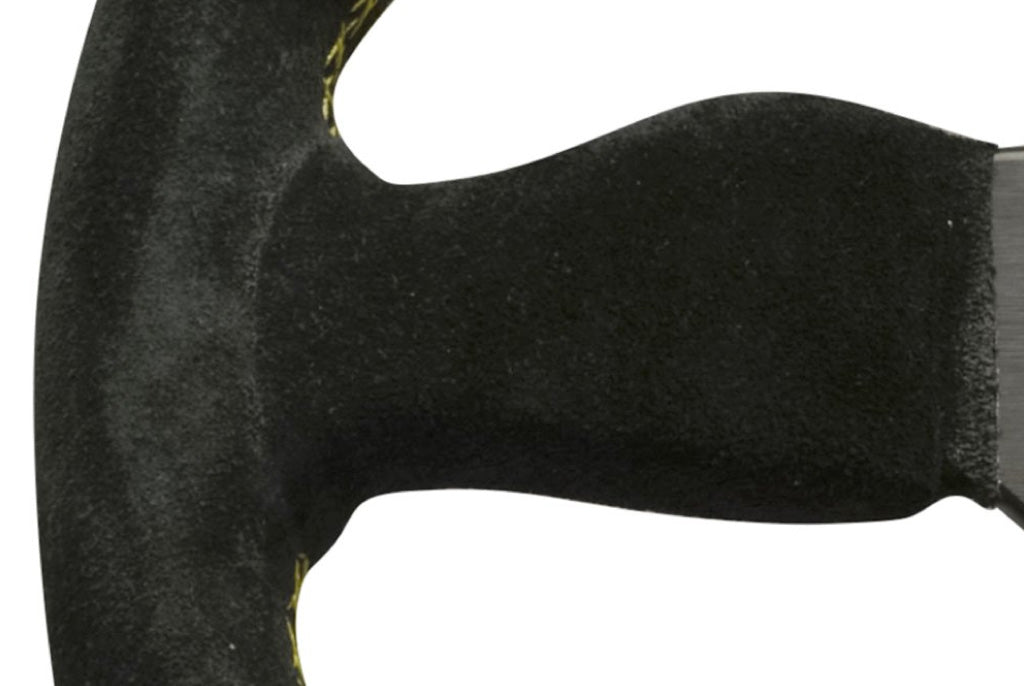 Personal Grinta Steering Wheel - Black Suede Black Spokes Yellow Stitching 350mm