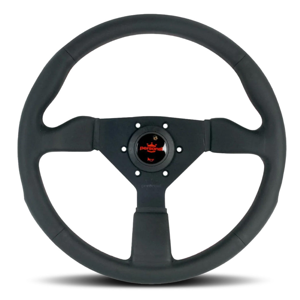 Personal Neo Grinta Steering Wheel - Black Leather Black Spokes Red Stitching 350mm
