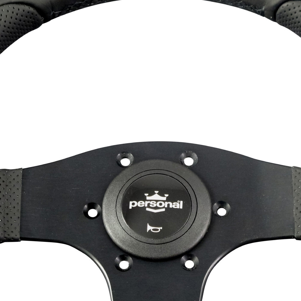 Personal Pole Position Steering Wheel Black Leather Black Spokes 330mm