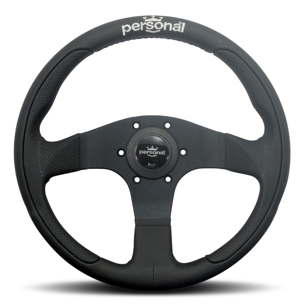Personal Pole Position Steering Wheel - Black Leather Black Spokes 330mm