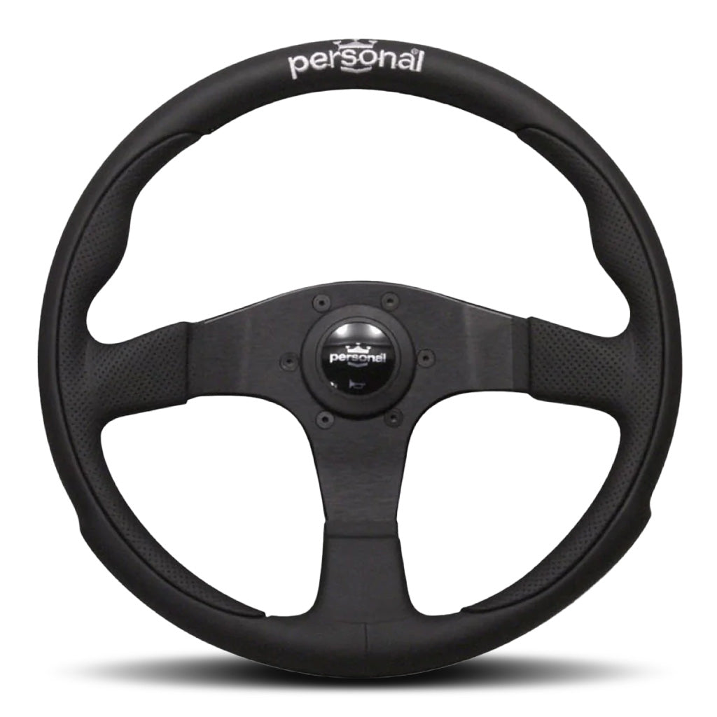 Personal Pole Position Steering Wheel - Black Leather Black Spokes 350mm