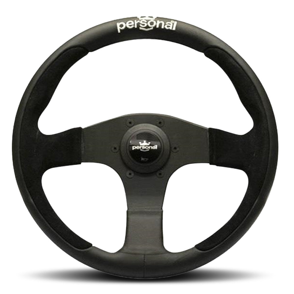 Personal Pole Position Steering Wheel - Black Leather/Suede Black Spokes 330mm