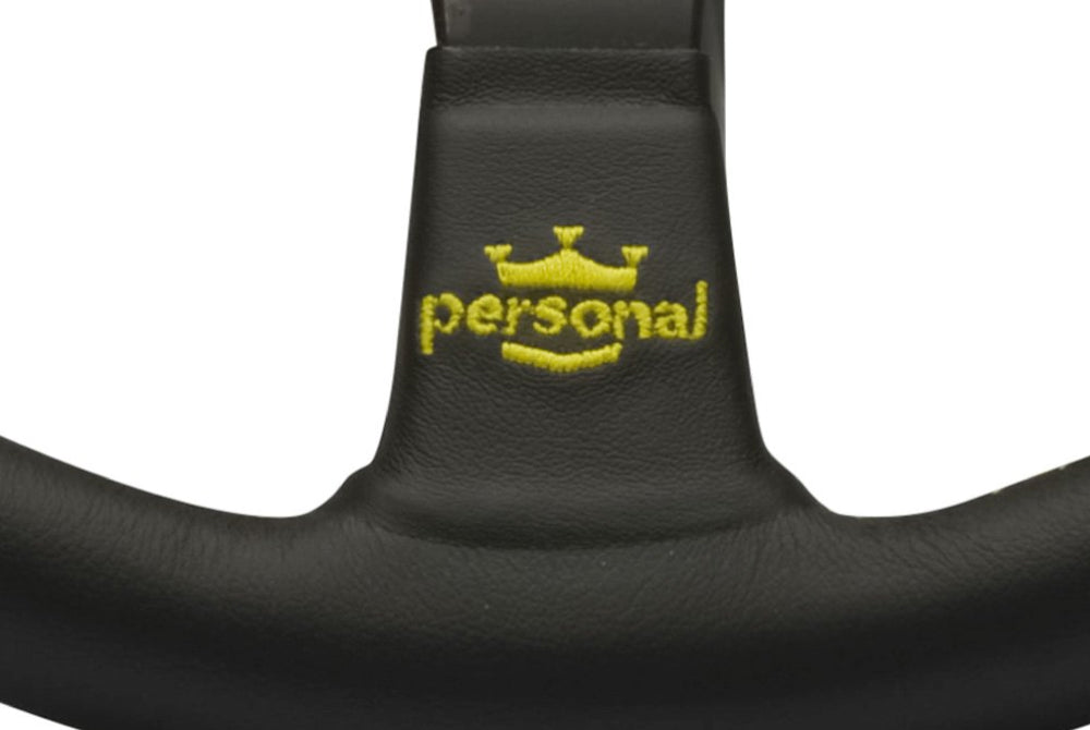 Personal Trophy Steering Wheel - Black Leather Black Spokes 350mm