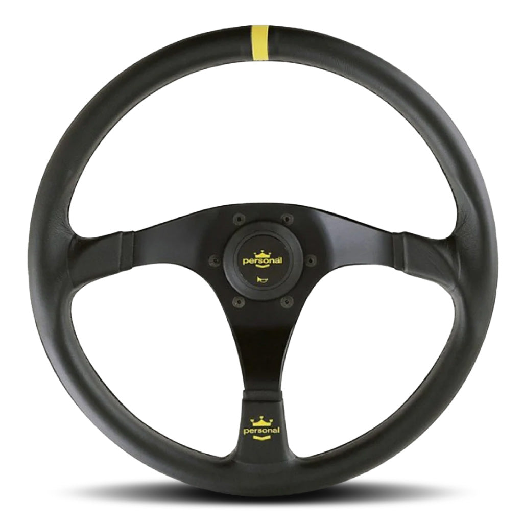 Personal Trophy Steering Wheel - Black Leather Black Spokes 350mm