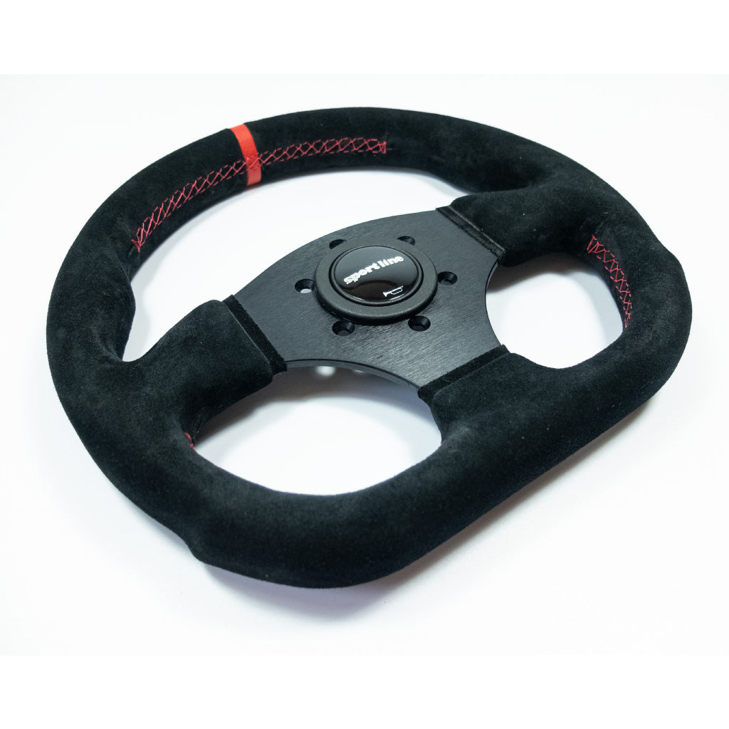 Sport Line Competition Steering Wheel Black Suede Black Spokes 300mm