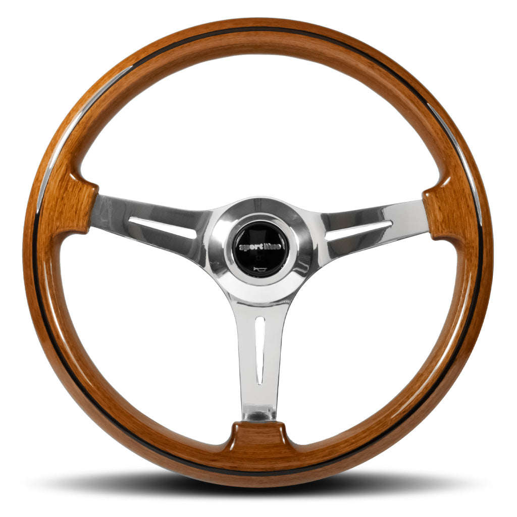 Sport Line Prestige Steering Wheel - Mahogany Wood Polished Spokes 370mm